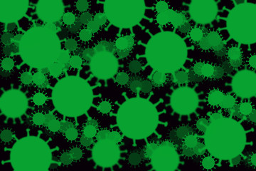 abstract corona virus bakeh background with green circles