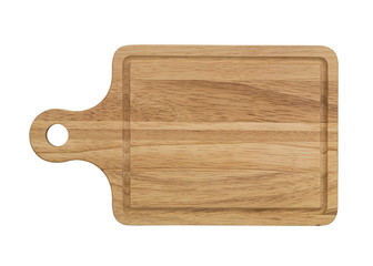 Natural wooden cutting board isolated on white background