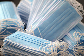 Stacks of  sterile medical masks
