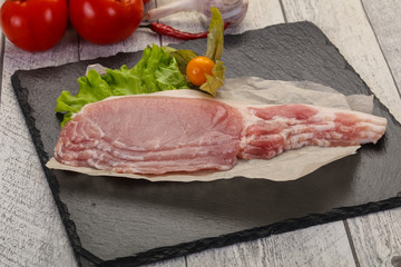 Raw pork bacon