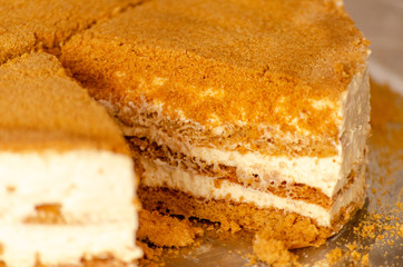 piece French honey cake on table