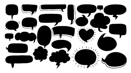 Hand-drawn speech bubbles set collection Vector.