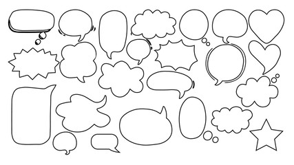 Hand-drawn speech bubbles set collection Vector.