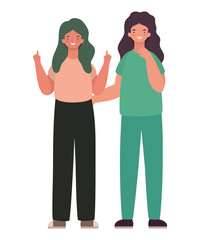 Female doctor and woman avatar vector design