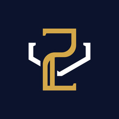 Initial Letter ZV VZ Monogram Logo Design