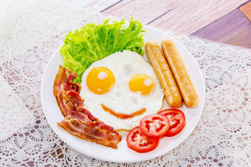 Eggs pan with sausage