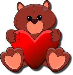Volumetric teddy bear with a heart 