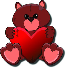 Volumetric teddy bear with a heart 