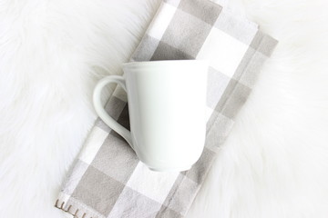 Obraz na płótnie Canvas Coffee Mug - White - Bright - Farmhouse - Mockup