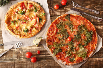Traditional italian pizza top view