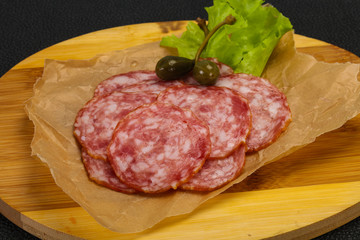 Spanish Salchichon sausage with salad