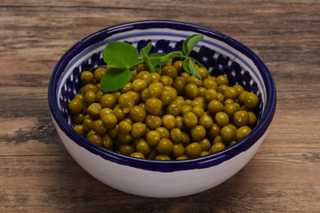 Canned Green peas in the bowl