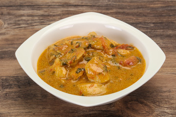 Traditional thai curry chicken soup
