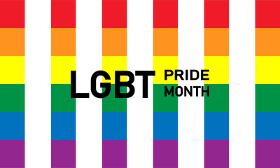 LGBT Pride Month in June. Lesbian Gay Bisexual Transgender. Pride Celebrating LGBT culture symbol. LGBT flag design.Poster, card, banner and background. Rainbow love concept. Vector illustration.