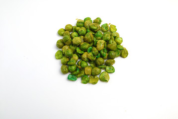 A pile of peas on a white background