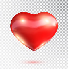 Red heart isolated on transparent background. Happy Valentine's day greeting template. Vector illustration
