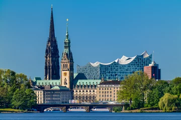 Hamburg, Germany. View of skyline downtown on a sunny day. © foto-select