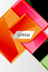 Glossy glass squares with round elements geometric composition. Abstract geometric background with 3d effect composition For Wallpaper, Banner, Background, Card, Book Illustration, landing page