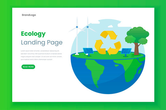 Ecology landing page illustration concept with solar panel. This design can be used for websites, landing pages, UIs, mobile applications, posters, banners
