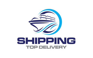 Illustration logistics and ship express delivery logo design