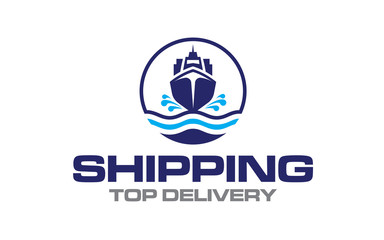 Illustration logistics and ship express delivery logo design