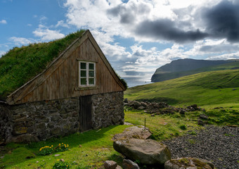 Fototapeta na wymiar Norðradalur (Nordredal) s a farming village on the western coast of the Faroese island of Streymoy in Tórshavn Municipality.