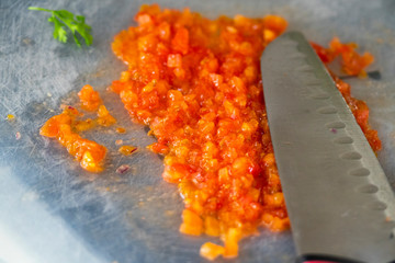 Tomato cut into pieces