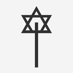 Combination of Star of David with Cross religious symbols. Harmony of two monotheistic religions concept symbolizes equality, hope, religious freedom and acceptance of the other. Flat design icon.
