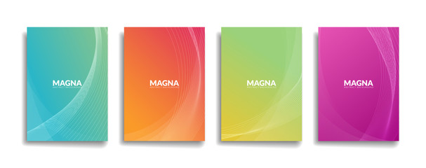 bright gradient color abstract line pattern background cover design. modern background design with trendy and vivid vibrant rainbow color. blue violet red orange green placard poster cover template