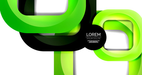 Square geometric vector abstract background, dynamic modern minimal template. Multicolored square shapes with round corners overlapping each other