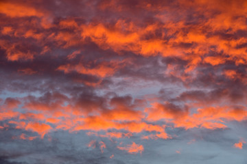 Naklejka na ściany i meble Sunset red sky with clouds horizontal background