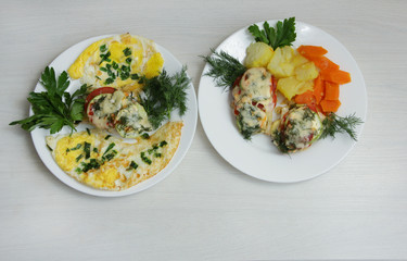 step-by-step recipe for baked zucchini with chicken fillet and garnish, step 8