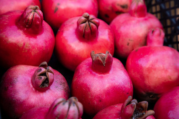 Ripe grenades on the market, agricultural background