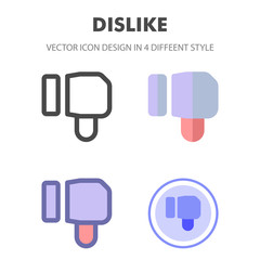dislike icon design in 4 different style. Icon design for your web site design, logo, app, UI. Vector graphics illustration and editable stroke. EPS 10.