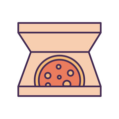 Pizza inside box line and fill style icon vector design