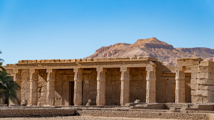 Fototapeta premium The Mortuary Temple of Seti I is the memorial temple of the New Kingdom Pharaoh Seti I. It is located in the Theban Necropolis in Upper Egypt, across the River Nile from the modern city of Luxor.