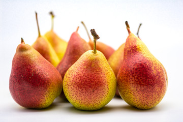 group of pears on white background