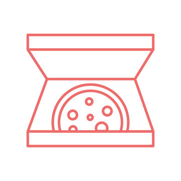 Pizza Inside Box Line Style Icon Vector Design