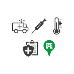 Medical icons set on white background.
