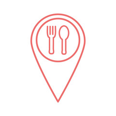 Cutlery inside gps mark line style icon vector design