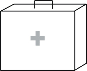 Single medical box on a white background, hand drawing. Isolated. For print, card, site, poster.