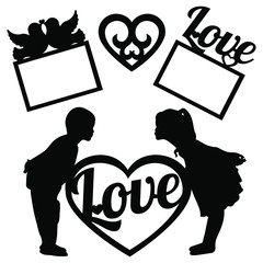 Silhouette of lovers boy and girl