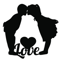 Silhouette of lovers boy and girl