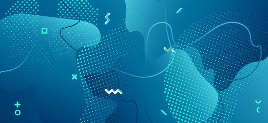 Blue Fluid Poster. Minimal Liquid Background. 