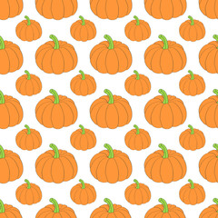 Pumpkin on a white background seamless pattern. For design, fabric, print, cover, Wallpaper, website.