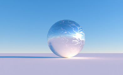 3D render ball world reflections with nice effect