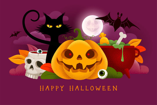 Happy Halloween Banner Or Party Invitation Template