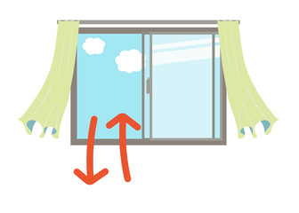窓を開けて換気するとカーテンが揺れるベクターイラスト Wall Mural 佑香 林