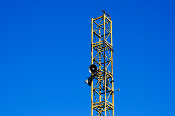 broadcast  and loudspeaker tower, tube steel mesh tower