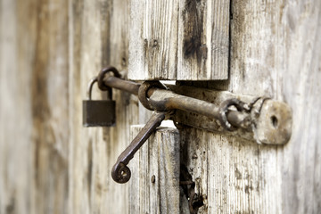 Old abandoned wooden door